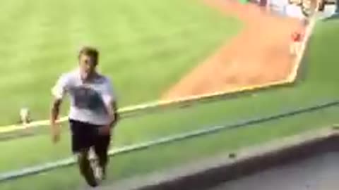 Fan running on field eludes security