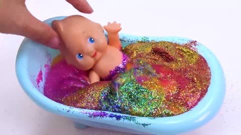 Satisfying Video l Mixing All Store Bought Slime Smoothie into Bathtub Baby ASMR #131 Bon Bon