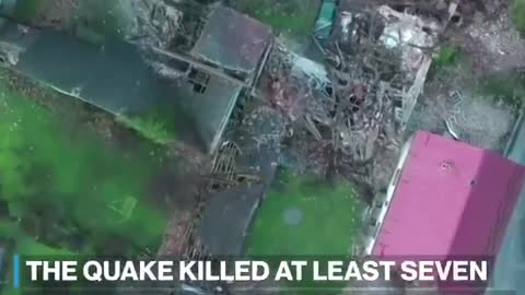 Drone footage showed collapsed and destroyed buildings in a village in Croatia.