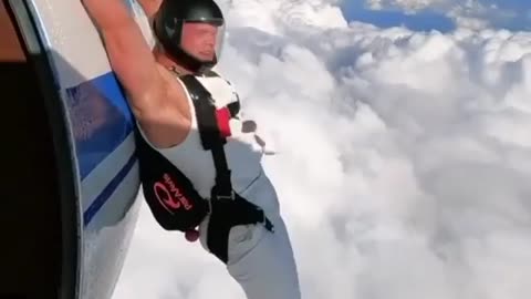 Man doing Pre-skydive workout before diving