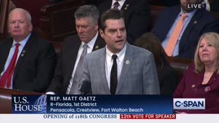 MATT GAETZ NOMINATES JIM JORDAN FOR SPEAKER OF THE HOUSE