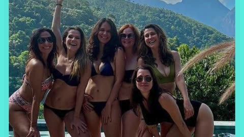 De biquíni, Ingrid Guimarães e amigas curtem piscina: 'Cinquentonas gostosas'.