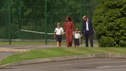 George, Charlotte and Louis Arrive for First Day at New School