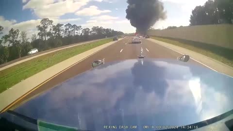 Dashcam video shows jet crash land on Florida highway