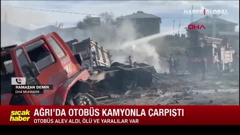 Korkunç Kaza_ Yakıt Tankeriyle Yolcu Otobüsü Çarpıştı! Alevler 30 KM Öteden Görülüyor!