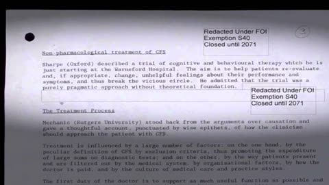 Secret UK Government Files about Gaslighting M.E. & PVFS Patients as per Government Policy