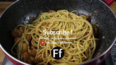 Spicy Butter Garlic Shrimp pasta Recipe || Prawn pasta #Fork&Flame #Britishfood