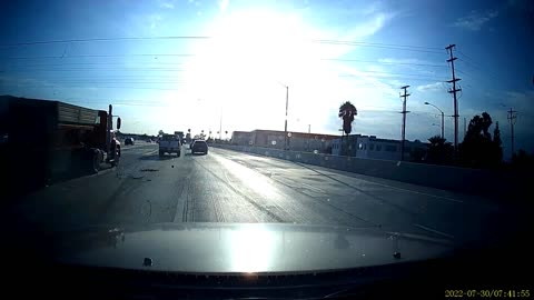 Semi Truck Tire Bursts While Passing