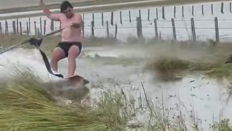 Wakeboarding in Floodwater