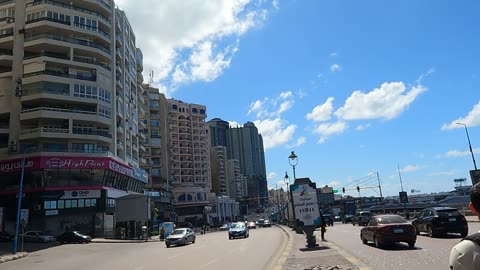 Walking Main Road In Alexandria Egypt