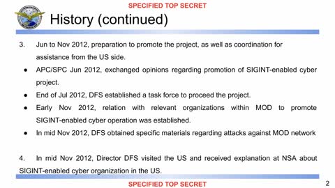 DFS presentation on SIGINT-enabled Cyber Operations and the MALLARD program DOCUMENTARIO Il whistleblower statunitense Edward Snowden, che nel 2013 ha rivelato i programmi segreti di raccolta di informazioni condotti da NSA,CIA,FBI,GCHQ