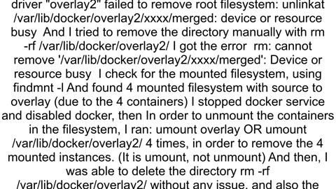 Docker overlay2 resource is busy