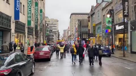Canadians in Montreal March Against Justin Trudeau and COVID Restrictions