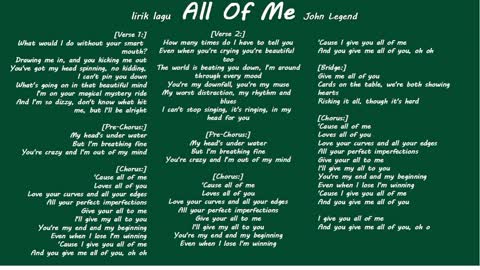 LYRIC SONG All Of Me -John Legend
