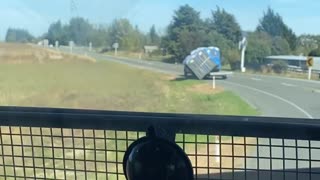 Portable Toilets Spill off Trailer