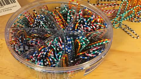 Paper Clips Medium Large 1.1" & 2" Assorted Size 450 PCS Vinyl Coated Colorful Striped Organizing
