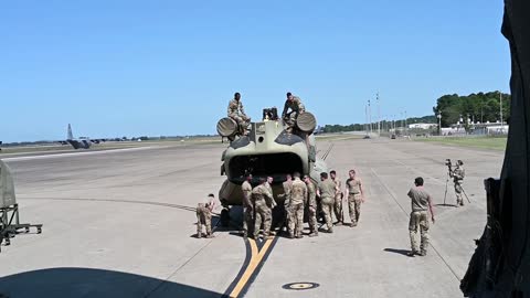 it ' s a piece of cake! Loading CH-47 Chinook into C-5M Supergalaxy