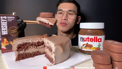 ASMR CHOCOLATE CAKE ICE CREAM Nutella Tico Hershey’s DESSERT MUKBANG 파리바게트 초코 케이크 아이스크림 먹방 Foodvideo