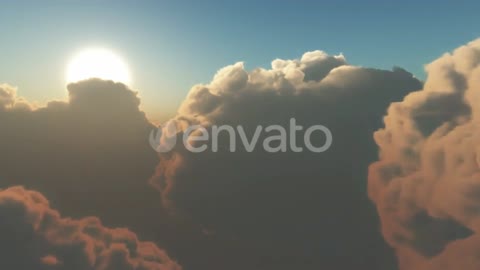Flying through the clouds with the radiant sun(Earth View Above The Cloud)