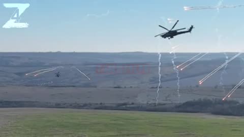 The Mi-28N and Ka-52 work in tandem near Sporny