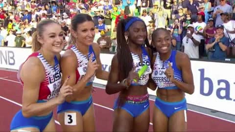 Team USA wins over Jamaica in nail biting 4x100m relay at world championships 2022