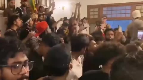 Protesters inside the Prime Minister's Office. Colombo, Sri Lanka.