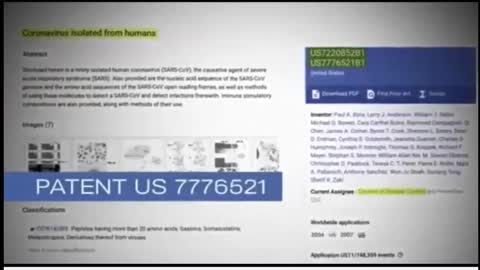 Fauci and CDC Patented the Covid Virus 2003-2018