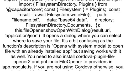 How to save file with Capacitor on iOS