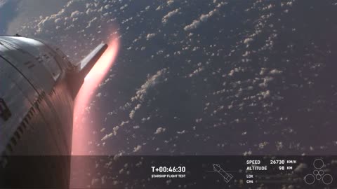 Amazing footage of SpaceX Starship re-entering Earth's atmosphere.