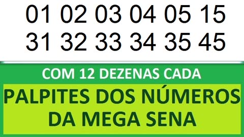 PALPITES DOS NÚMEROS DA MEGA SENA COM 12 DEZENAS dm dn do dp dq dr ds dt du dv dw dx