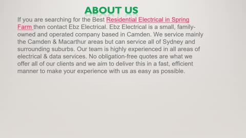 The Best Residential Electrical in Spring Farm