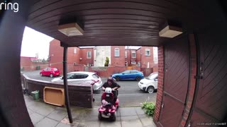 Nan Rolls Her Mobility Scooter Going Off Curb