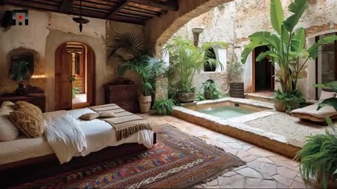 A Guide to Transform Your Bedroom into a Rustic Mediterranean-Style Haven with a Courtyard Oasis