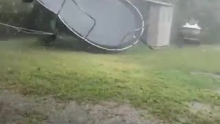 Powerful Storm Picks Up Trampoline