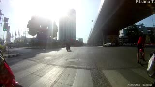 Moped Close Call After Running Red Light