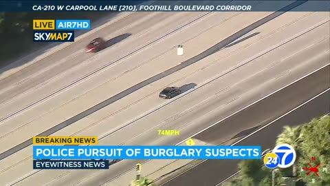FULL CHASE_ Burglary suspects fleeing CHP get stopped by PIT maneuver in Inland Empire