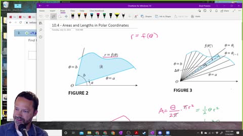 Calculus 2 - Section 10-4 - Class example of finding the area in a polar curve