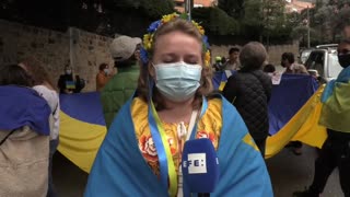 Ucranianos protestan contra la invasión en Colombia
