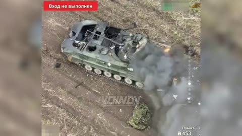 Last moments of the life of Ukrainian forces in the burnt American M113 armored personnel carrier