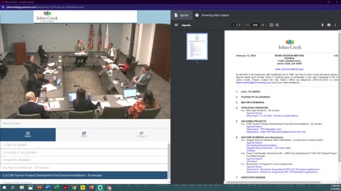 CCJC - Johns Creek City Council Work Session Feb. 12, 2024 - second half on CVB Tourism.