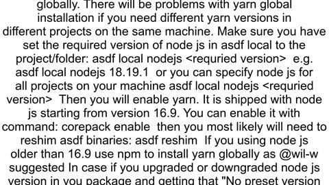 No preset version installed for command yarn