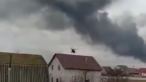 Helicopter attack in the Kiev region. Ukraine.