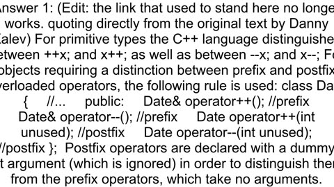 How to differentiate when overloading between prefix and postfix forms of operator C