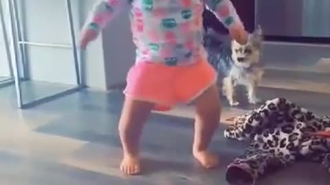 Cute baby dancing and shaking