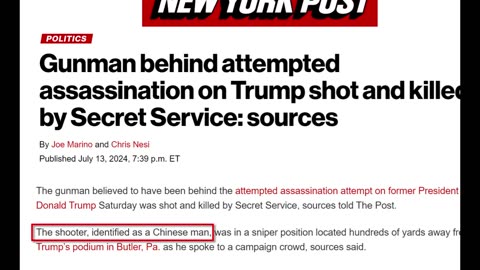 New York Post - Trump Shooter Was A Chinese Man
