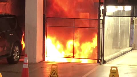Car Bursts Into Flames After Plummeting Down Elevator Shaft