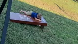 Playing cornhole