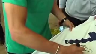 A fan asked Cristiano Ronaldo to sign his Real Madrid shirt yesterday. - He joked back Don