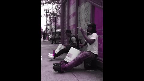 Chicago street bucket drummers