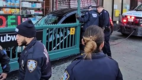 Man arrested after vehicle crashes into NYC subway